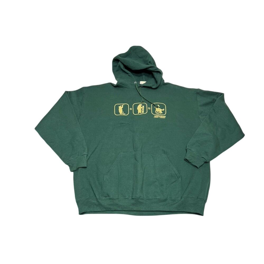 Vtg Harveys Lake Tahoe Funny Bear Drinking Snowboarding Green Hoodie Sweatshirt